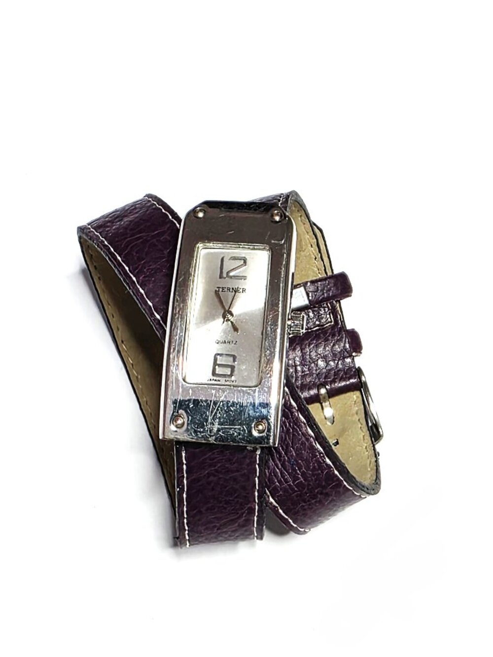 Bijoux Terner purple leather wrap band watch